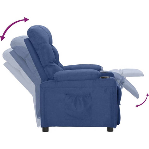 The Living Store Fauteuil verstelbaar stof blauw - Fauteuil