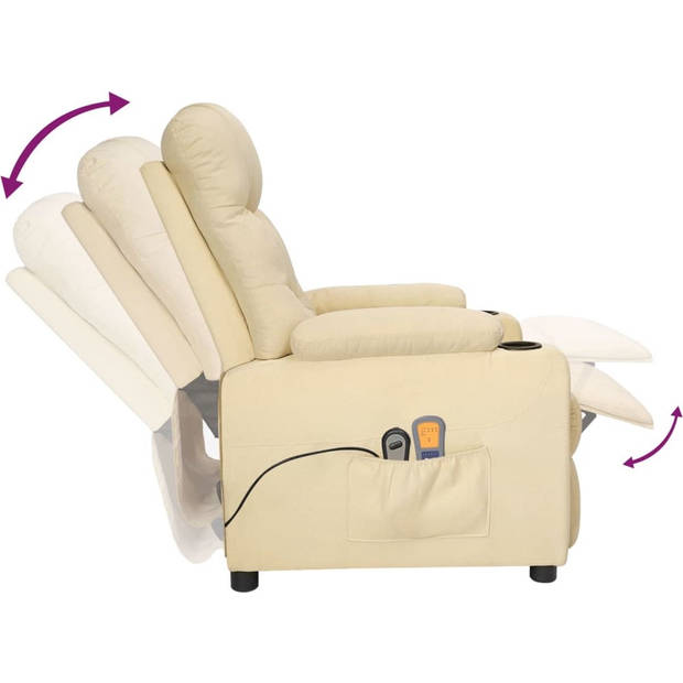 The Living Store Elektrische Massagefauteuil - crème - 73 x 94 x 101.5 cm - verstelbaar - massage - stof