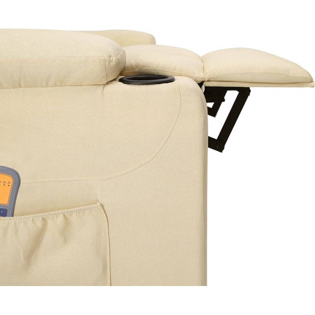 The Living Store Elektrische Massagefauteuil - crème - 73 x 94 x 101.5 cm - verstelbaar - massage - stof