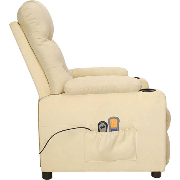 The Living Store Elektrische Massagefauteuil - crème - 73 x 94 x 101.5 cm - verstelbaar - massage - stof