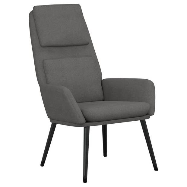 The Living Store Relaxstoel met voetenbank stof lichtgrijs - Fauteuil