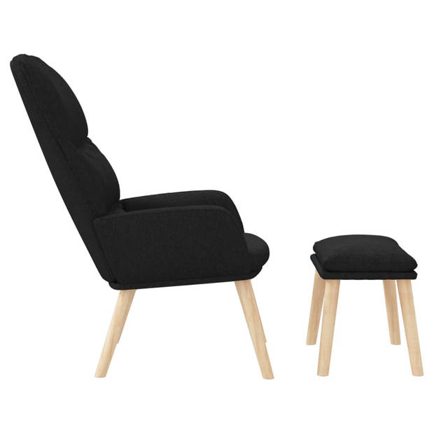 The Living Store Relaxstoel s Stoel - 70 x 77 x 98 cm - Zwart (100% polyester)