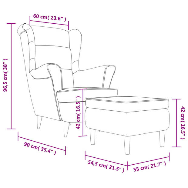 The Living Store Relaxstoel Casa - Armstoelen - 81x90x96.5 cm - Fluweel - Wijnrood