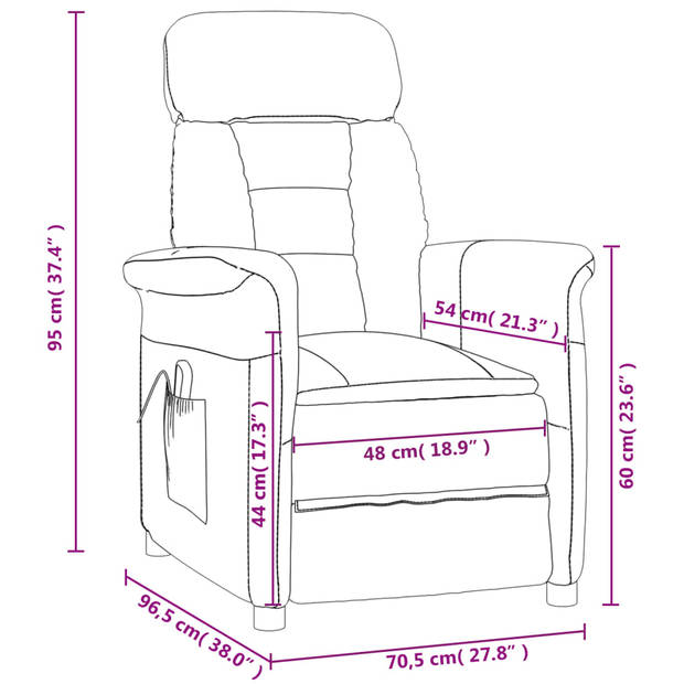 The Living Store Massagefauteuil - Verstelbaar - 6-punts massage - Beige - 70.5x143x76cm