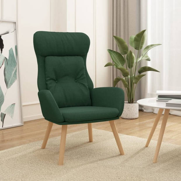 The Living Store Fauteuil Relaxstoel - donkergroen - 70 x 77 x 94 cm - dik gevoerd