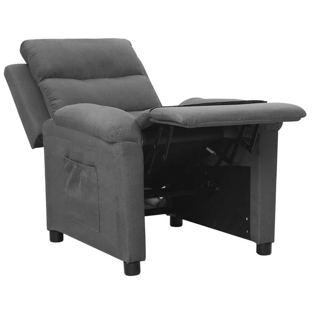 The Living Store verstelbare fauteuil - lichtgrijs - 74x92x101.5cm (BxDxH) - met zijvak