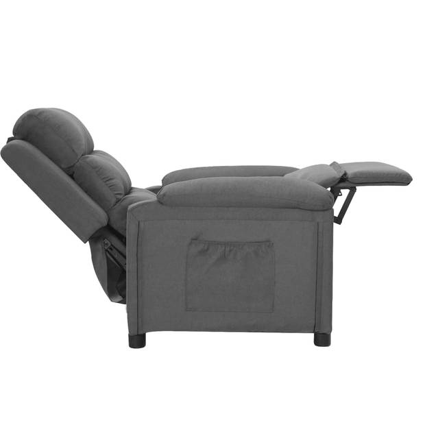 The Living Store verstelbare fauteuil - lichtgrijs - 74x92x101.5cm (BxDxH) - met zijvak