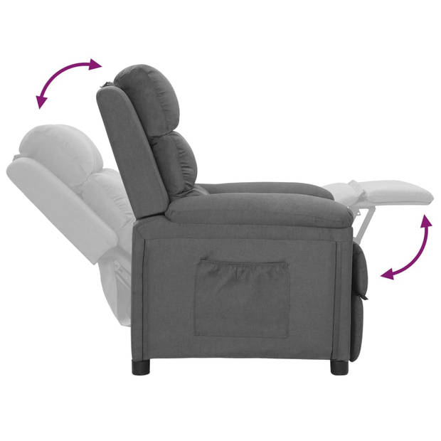 The Living Store verstelbare fauteuil - lichtgrijs - 74x92x101.5cm (BxDxH) - met zijvak