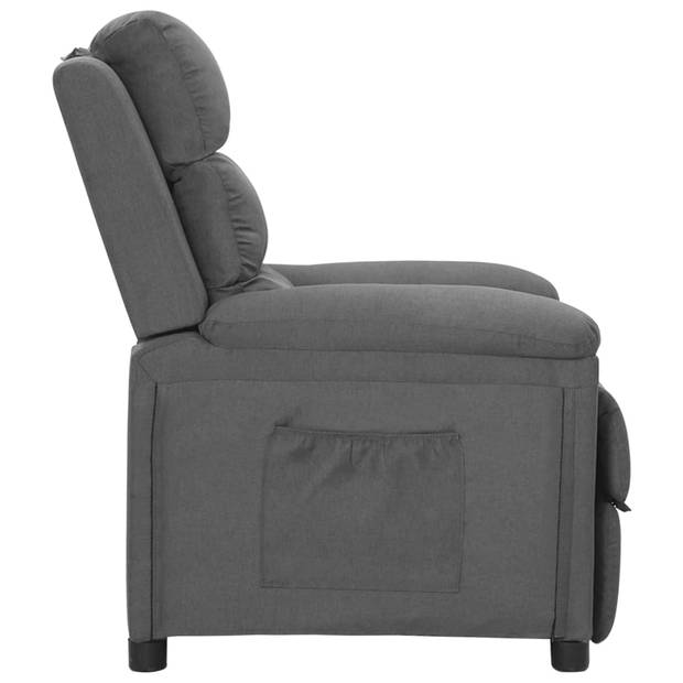 The Living Store verstelbare fauteuil - lichtgrijs - 74x92x101.5cm (BxDxH) - met zijvak