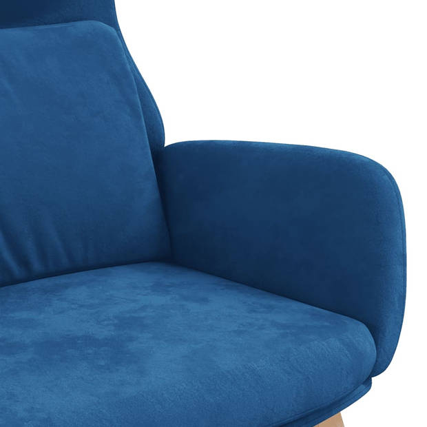 The Living Store Fauteuil Velvet - Blauw 70x77x98 cm - Optimaal zitcomfort