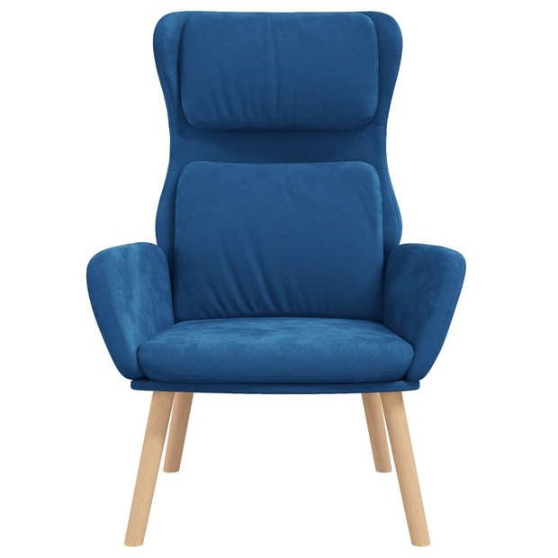 The Living Store Fauteuil Velvet - Blauw 70x77x98 cm - Optimaal zitcomfort