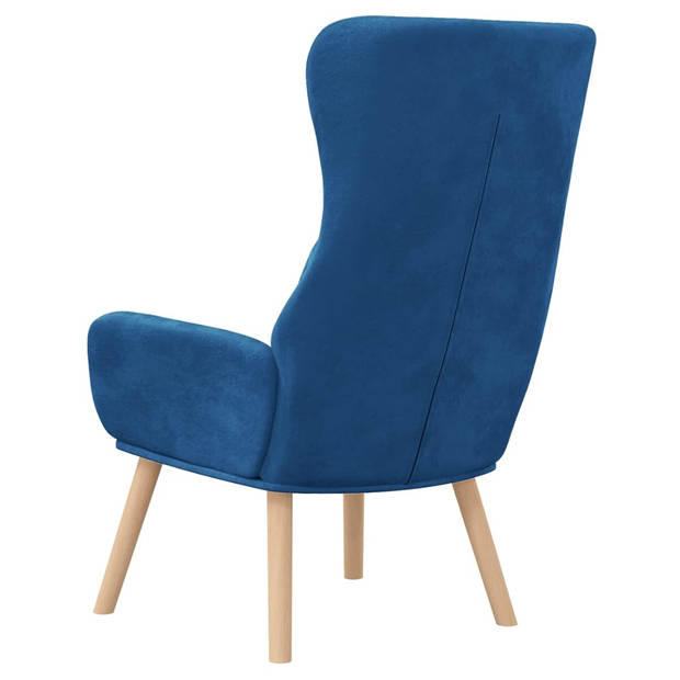 The Living Store Fauteuil Velvet - Blauw 70x77x98 cm - Optimaal zitcomfort