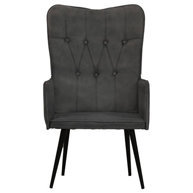 The Living Store Fauteuil canvas zwart - Fauteuil