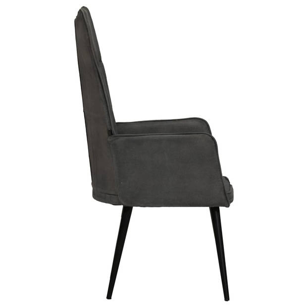 The Living Store Fauteuil canvas zwart - Fauteuil