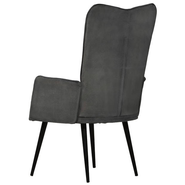 The Living Store Fauteuil canvas zwart - Fauteuil