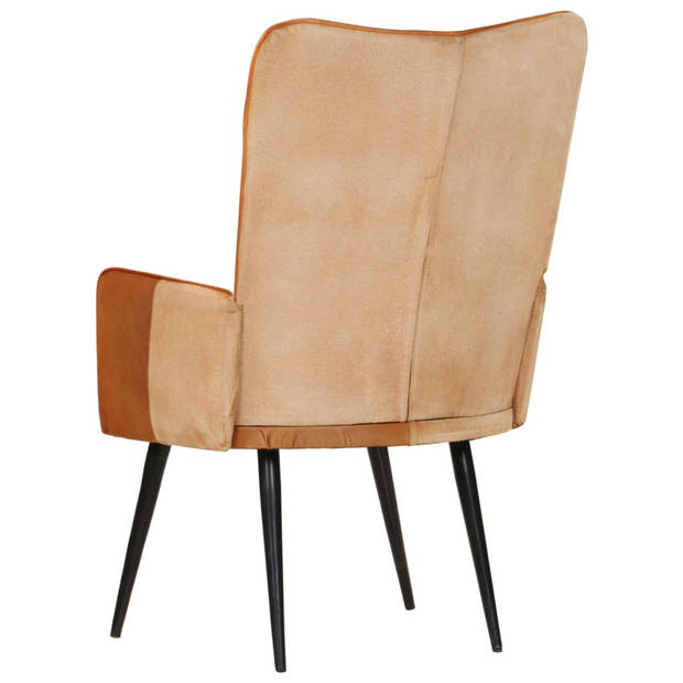 The Living Store Armstoel - Fauteuils - 55x41x97 - Bruin/Crème