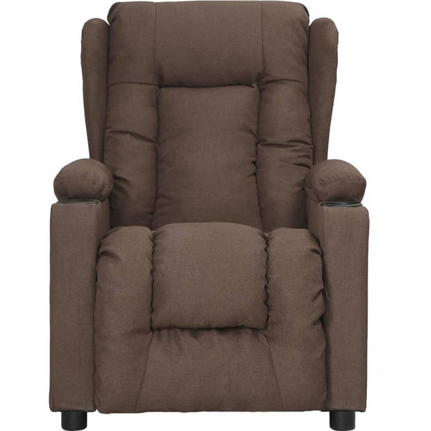 The Living Store Verstelbare Fauteuil - Taupe - 72.5 x 96 x 99.5 cm - Met 2 bekerhouders