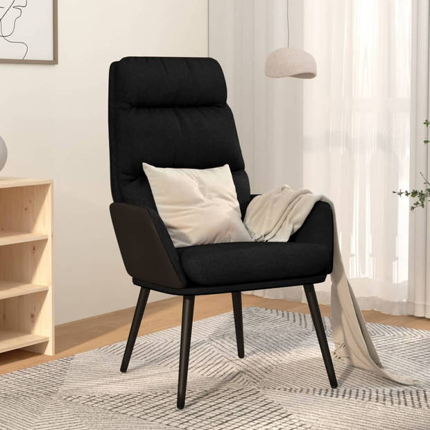 The Living Store Relaxstoel - Fauteuil - Zwart - 70 x 77 x 98 cm - Stevig en comfortabel