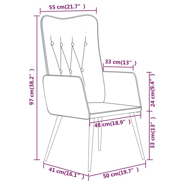 The Living Store Armstoel - Echt leer - Zwart - 55 x 41 x 97 cm - Knoopontwerp