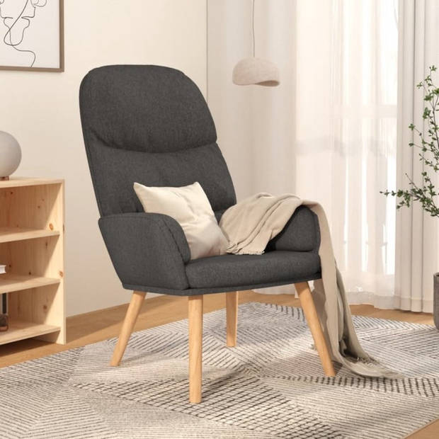 The Living Store Fauteuil Relaxstoel - Donkergrijs - 70 x 77 x 98 cm - Dik gevoerd en zacht aanvoelende stof