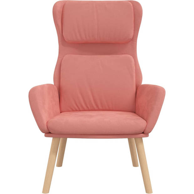 The Living Store Relaxstoel fluweel roze - Fauteuil