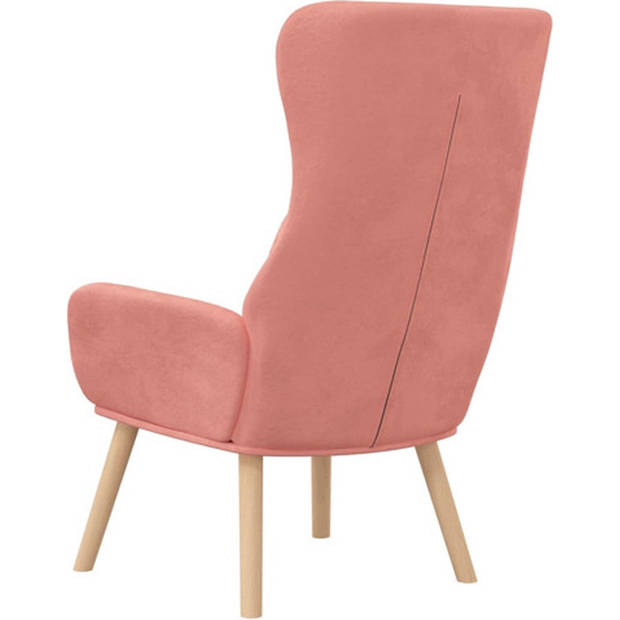 The Living Store Relaxstoel fluweel roze - Fauteuil