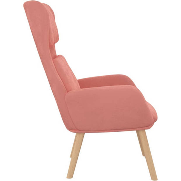 The Living Store Relaxstoel fluweel roze - Fauteuil