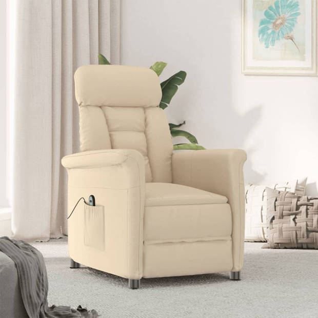 The Living Store Relaxfauteuil Kunstsuède Elektrisch Verstelbaar - 73 x 93 x 104 cm - Crème