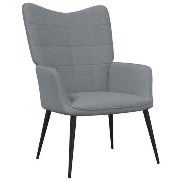 The Living Store Relaxstoel Relaxfauteuil - Lichtgrijs - 61 x 70 x 96.5 cm - Stof - staal