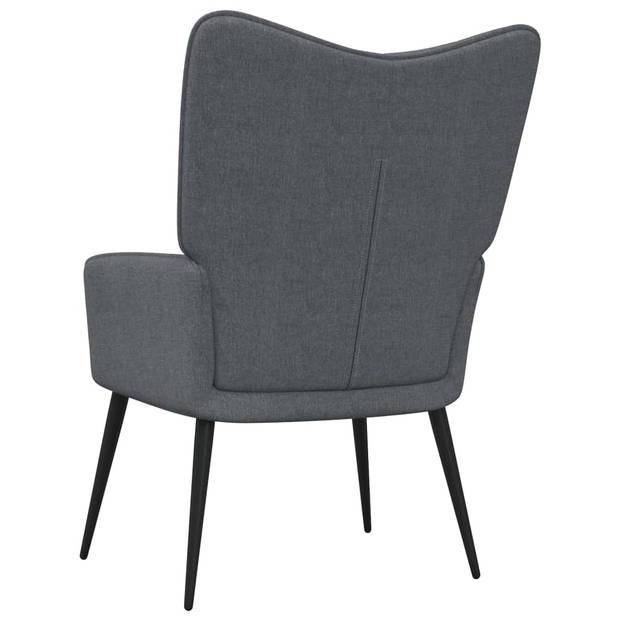 The Living Store Relaxstoel met voetenbank stof donkergrijs - Fauteuil