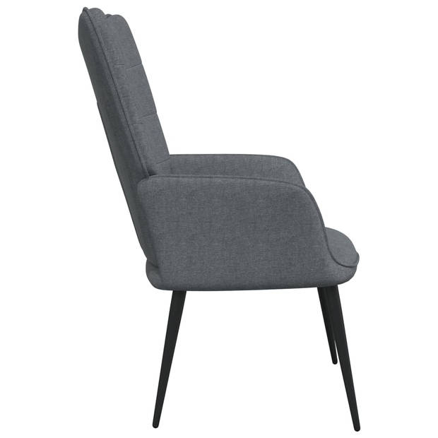 The Living Store Relaxstoel met voetenbank stof donkergrijs - Fauteuil