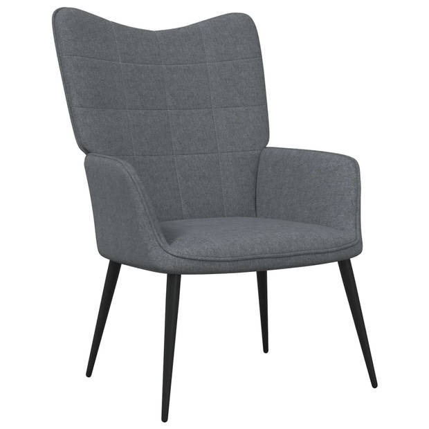 The Living Store Relaxstoel met voetenbank stof donkergrijs - Fauteuil