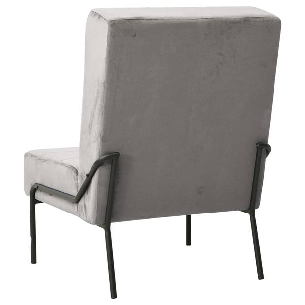 The Living Store Relaxstoel Velvet - Lichtgrijs/Zwart - 65x79x87 cm - Ergonomisch