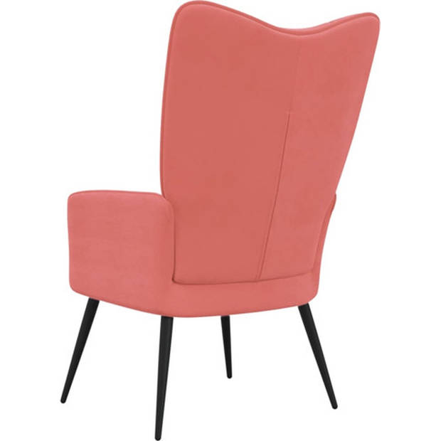 The Living Store Relaxstoel - Fluweel - Roze - 61 x 70 x 96.5 cm - Stevig en comfortabel