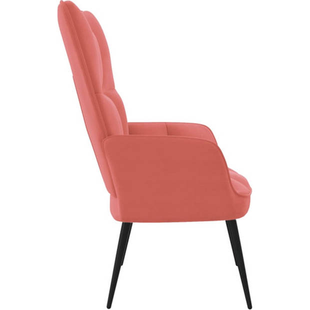 The Living Store Relaxstoel - Fluweel - Roze - 61 x 70 x 96.5 cm - Stevig en comfortabel