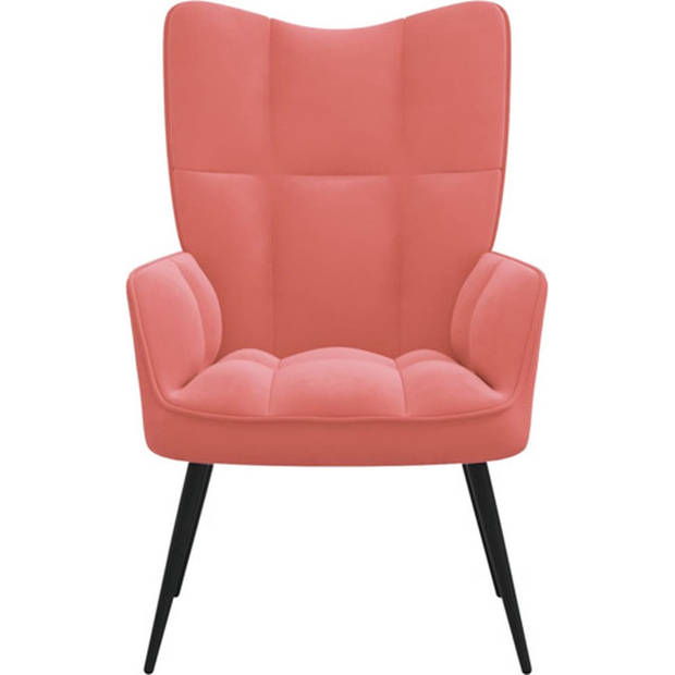 The Living Store Relaxstoel - Fluweel - Roze - 61 x 70 x 96.5 cm - Stevig en comfortabel