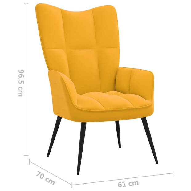 The Living Store Relaxstoel met voetenbank fluweel mosterdgeel - Fauteuil