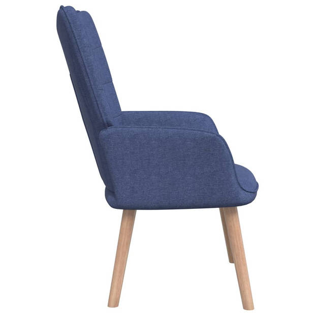 The Living Store Relaxstoel - blauw - 61.5 x 69 x 95.5 cm - Stof - Beukenhout - Staal