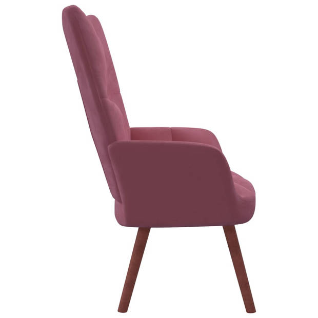 The Living Store Relaxstoel - Roze Fluweel - 61.5 x 69 x 95.5 cm - Stalen frame