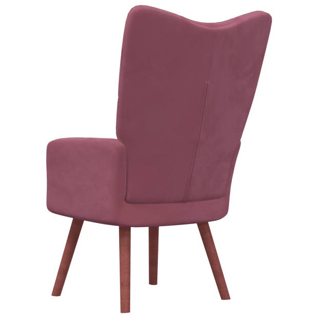 The Living Store Relaxstoel - Roze Fluweel - 61.5 x 69 x 95.5 cm - Stalen frame