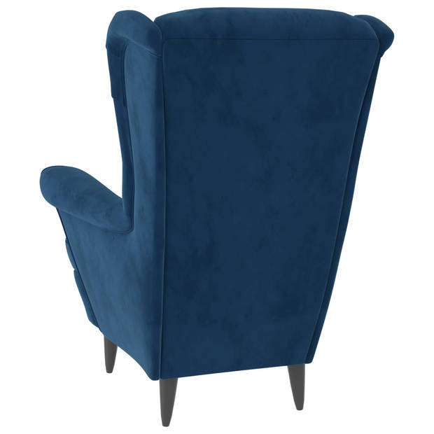 The Living Store Fauteuil Velvet - Blauw - 81x90x96.5 cm - 100% polyester - Multiplex