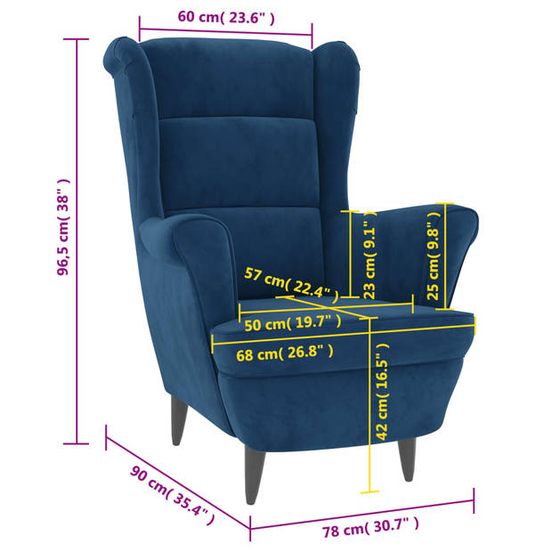 vidaXL Fauteuil fluweel blauw