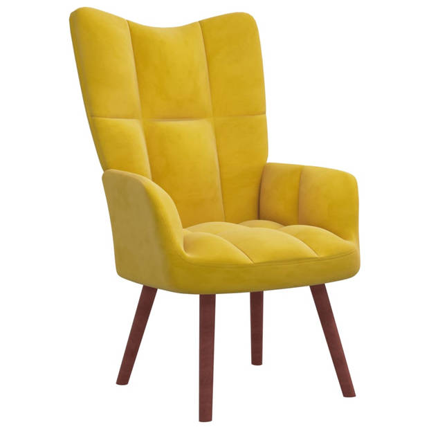 The Living Store Relaxstoel fluweel mosterdgeel - Fauteuil