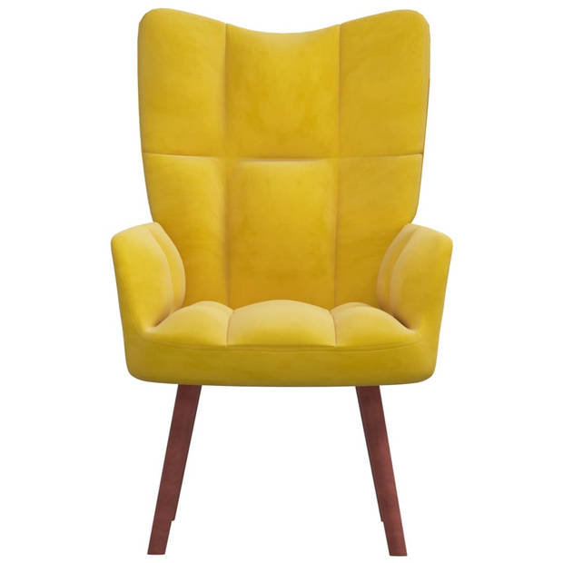 The Living Store Relaxstoel fluweel mosterdgeel - Fauteuil