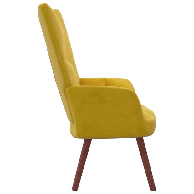 The Living Store Relaxstoel fluweel mosterdgeel - Fauteuil