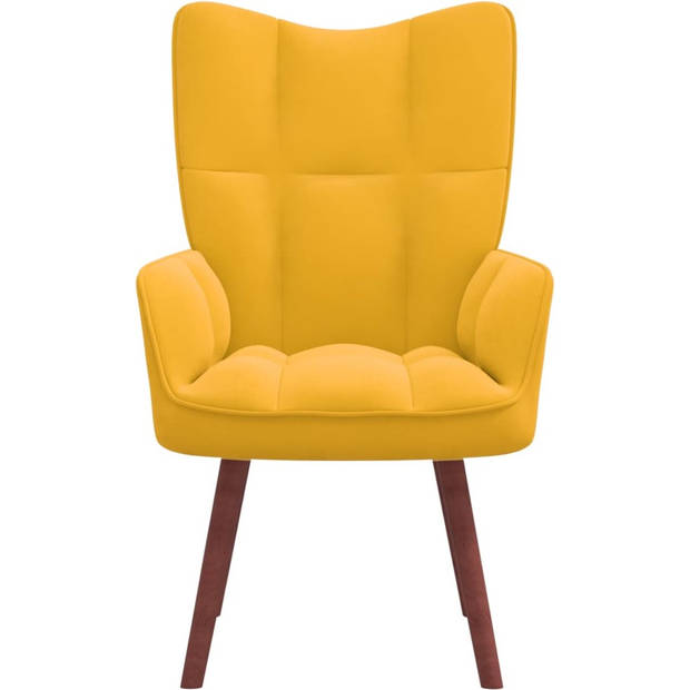 The Living Store Relaxstoel fluweel mosterdgeel - Fauteuil