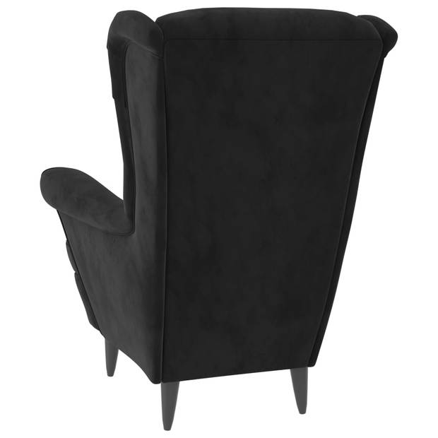 The Living Store Fauteuil - Zwart fluweel - 81 x 90 x 96.5 cm - Multiplex frame