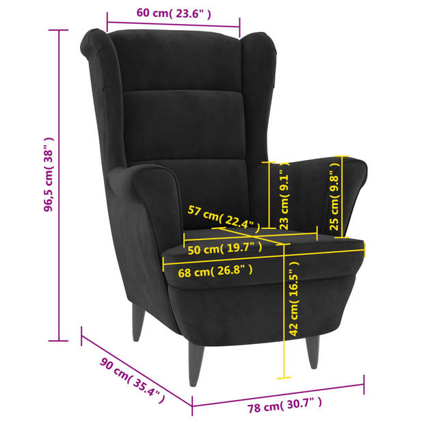 vidaXL Fauteuil fluweel zwart