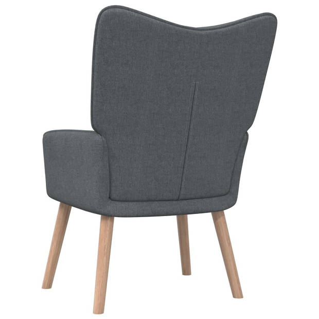 The Living Store Relaxstoel Blokpatroon - 61.5 x 69 x 95.5 cm - Donkergrijs