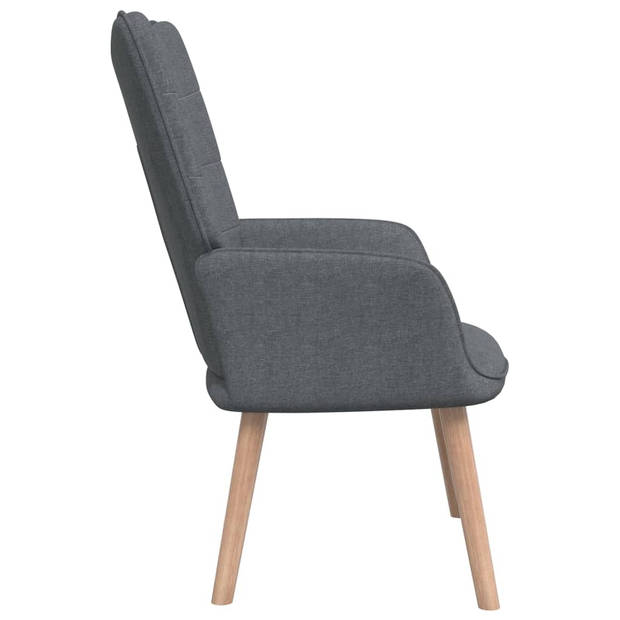 The Living Store Relaxstoel Blokpatroon - 61.5 x 69 x 95.5 cm - Donkergrijs